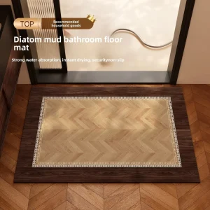 Animal Print Diatom Mud Square Bathroom Floor Mat 2.5mm Thick Highly Absorbent Non-Slip