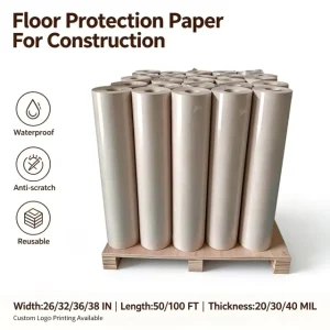 Anti-Dust Kraft Paper Floor Protection Roll, Renewable Protective Paperboard for Interior Construction