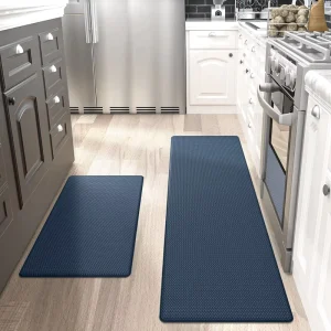 Anti-Fatigue Cushioned Non-Slip Standing Desk and PVC Kitchen Mat 2-Piece Set