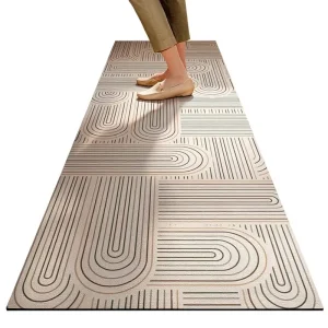 Anti Fatigue Cushioned Non Slip Waterproof Easy Clean Long Runner Dandelion Floral Simple Minimalist Grey Kitchen Floor Mat