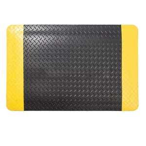 Anti Fatigue Floor Mat Rubber Mat With PVC EPDM Foam Rubber Material Yellow and Black Anti Slip Working Mat