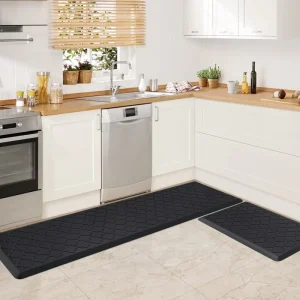 Anti-Fatigue Kitchen Floor Cushion Foot Mat Waterproof 2-Piece PVC Ergonomic Comfort Kitchen Mats and Rugs