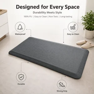 Anti-Fatigue PU Floor Mat with Non-Slip Rubber Backing, Thick Cushioned, Waterproof, Stain-Resistant, Antimicrobial