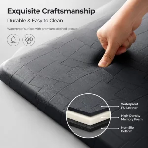 Anti-Fatigue PU Kitchen & Bathroom Mat Solid Color Non-Slip Washable Thick High Resilience