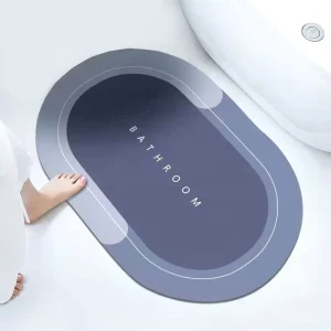 Anti-Slip Crystal Velvet Mat Set, Water Absorbent Rubber Door Mats, Oval and Square Bathroom Floor Rugs