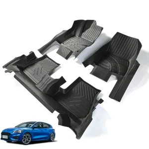 Anti-Slip Durable TPE Car Floor Mats Full Coverage Door Sill Liners Fit for Focus Black 3mm All Seasons
