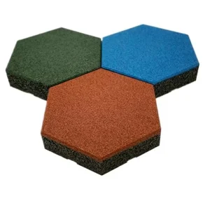 Anti Slip High Loading CE Certified 8-50mm Thick Rubber Garage Flooring Hexagon Tiles