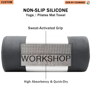 Anti-Slip Microfiber Yoga Mat Towel Custom Logo Absorbent Quick Drying Heated Yoga Bikram Pilates Towels with Grip Dots