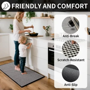 Anti Slip Oil Resistant Cushioned Woven Rubber Backed Kitchen Mat Waterproof Stain Proof Comfort Standing Floor Rug for Home
