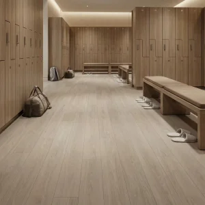 Anti-Slip R10 Grade Ash Wood Engineered Flooring, Multi-Layer Hardwood for Elderly Care, Public Spaces, Gyms, and Outdoor Use