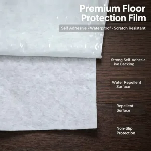 Anti-Slip Self-Adhesive Waterproof Non-Woven Floor Protector, Damp & Scratch Resistant Mat for Wood Marble Tile Stair Renovation