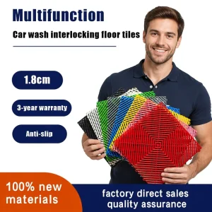 Anti Slip Vinyl Flooring Garage Mats Modern Plain Design Dimensionally Stable Interlocking for Car Detailing & Repair Workshop