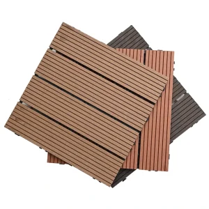 Anti-Slip Waterproof 300x300mm Interlocking PVC Floor Tiles Wood-Plastic Design DIY Outdoor Terrace Wood Grain