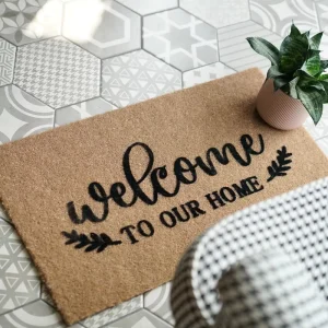 Anti-Slip Welcome Carpet, 100% Polyester Fiber Artificial Coir Doormat