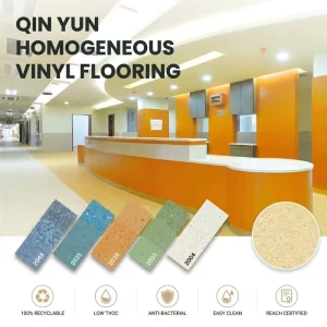 Anti-bacterial Homogeneous Vinyl Flooring Roll REACH Certified Medical Grade PVC Floor for Hospital School PVC Plastic Flooring