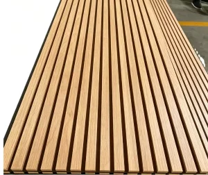 Anti moisture Wood Strip Soundproof Acoustic Panel Slatted Wooden Wall Board for Office Partition Usage