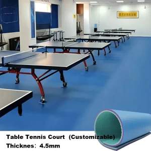 Anti slip Adhesive PVC Vinyl Roll Sports Flooring with Modern Plain Surface for Gym and School Table Tennis Courts