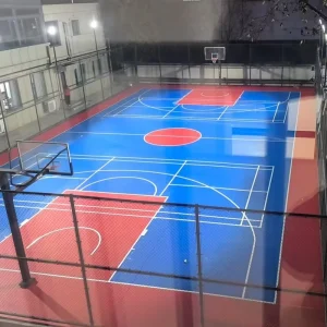 Anti slip Elastic Silicone PU Material High Density 8mm Sports Tile Indoor Basketball Court Pickle Ball Court Badminton Flooring