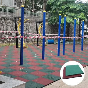 Anti-slip Shock Absorption SBR+EPDM Safety Fitness Rubber Mat Outdoor Playground Flooring 15-50mm Thickness -40C 100C