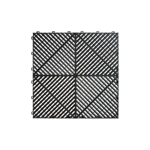Anti-slip Waterproof PP Outdoor Vinyl Flooring Click Interlocking Square Embossed Workshop Floor Tiles