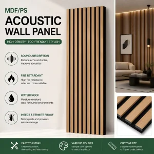 Architectural Acoustic Wall Panel MDF Sound Absorbing Decorative Slat Board