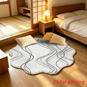 BT1042 Custom Printed Sponge Modern Floral Cut Pile Round Floor Mat OEM ODM Soft Area Rug for Living Room Bedroom