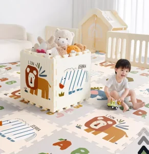 Baby Crawling Mat Interlocking Cushioned Modern Floor Mat XPE Eco Friendly Anti Slip Washable Non Toxic Thickened Animal Print