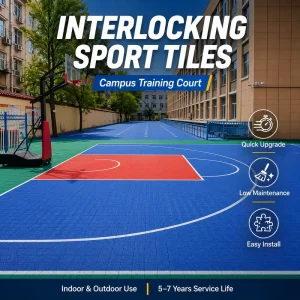 Backyard Pickleball and Basketball Half-Court Tiles Multi-Use Sports Flooring