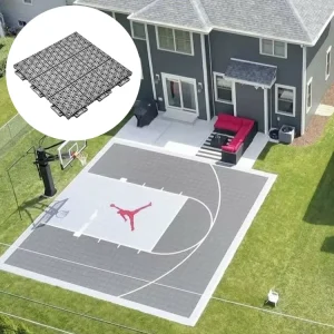 Backyard Solid Smooth Outdoor Basketball Court Tiles PP Rubber Plastic Flooring with Line Marking 3×3