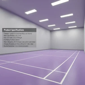 Badminton Court PVC Plastic Sports Flooring Roll Vinyl Indoor Gym Floor Mat Anti slip Shock Absorbing Eco Friendly Easy