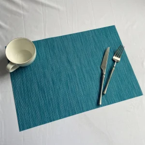 Bamboo Texture Teslin Placemat Heat Resistant Waterproof Nonslip PVC Polyester Dining Table Mat for Hotel Restaurant
