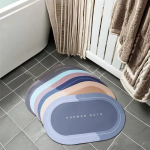 Bath Mat Rubber Backing Non Slip Quick Dry Super Absorbent Thin Bathroom Rugs Washable Floor Mats for in Front of Bathtub