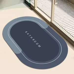 Bathroom Diatom Mud Rubber Door Mat, Absorbent, Anti-Slip, Washable, Quick-Dry