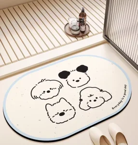 Bathroom Mat Toilet Vanity Area Super Absorbent Quick-Drying Non-Slip Fall-Resistant PET Friendly Antimicrobial Technical Velvet