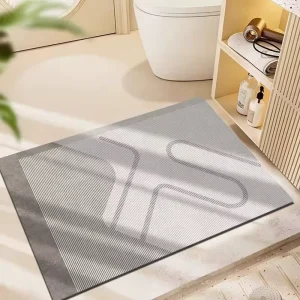Bathroom Mat with Natural Mineral Surface, Non-Slip Rubber Backing, Water-Resistant, Home and Hotel Use
