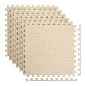Beige EVA Gym Mat High-Density Interlocking Puzzle Gym Flooring Tile Custom Color and Size