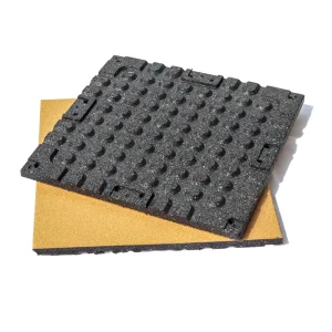 Beige Gym Rubber Floor Mat 50 × 50 cm Cushioning Soundproof Strength Area Barbell Exercise Mat