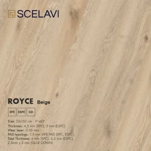 Beige Luxury SPC Vinyl Flooring Tiles Waterproof Wear Resistant Click Lock Installation for Indoor Kitchen Use