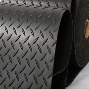 Black Anti Slip Non Toxic Workshop Garage Car Diamond Willow Leaf Rubber Sheet Flooring Roll Mat Polka Dot Pattern