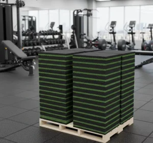 Black Artificial Grass Gym Turf with Rubber Base Shock Absorbing Sports Flooring