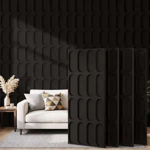 Black Dual Layer Thickened Self Adhesive Polyester Fiber Acoustic Panel Oval Grooved Felt Sound Proof Panels for Wall Decoration