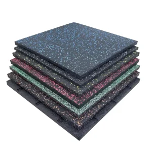 Black High-Density Rubber Gym Mats and Floor Tiles, Shock-Absorbing, Anti-Slip, Foldable, 3 cm Thick