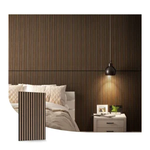 Black MDF Wood Panels Acoustic Slat Wall Panels Modern Fireproof Eco Friendly Decorative Sound Proof for Interior