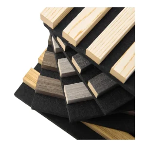 Black Modern Fireproof Sound absorbing Eco Friendly 21mm Thick Wooden Slat Acoustic Panels for Hotel & Hospital Use