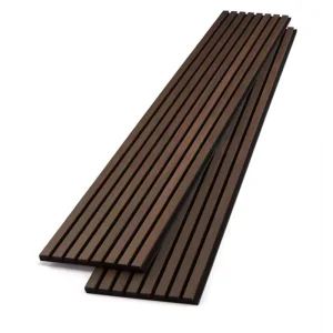 Black Slat Wooden Acoustic Panel 2700mm MDF Core Wood Veneer Sound Absorption Contemporary Design Interior