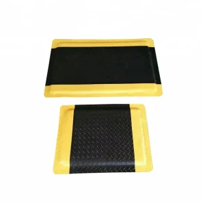 Black&Yellow Non slip Rubber Diamond Plate Flooring ESD Anti fatigue Mat PVC Rubber