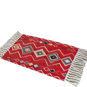 Bohemian Ethnic Woven Area Rug Non-Slip Stain-Resistant Polyester Carpet for Home Living Room Bedroom