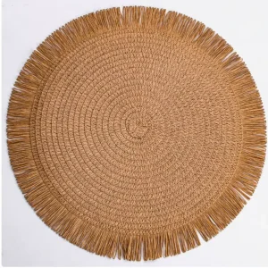 Bohemian Style Plastic Woven Tassel Non-Slip Table Mats Pads Decorative Placemat for Dining Office and Kitchen Use