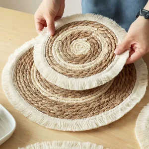 Boho Natural Insulated Gourd Grass Meal Mat Woven Placemat