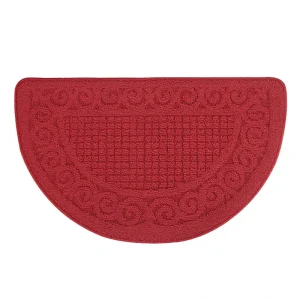 Boho Polypropylene Half-Circle Loop Pile Tufted Washable Pet-Friendly Floor Mat for Bathroom or Kitchen